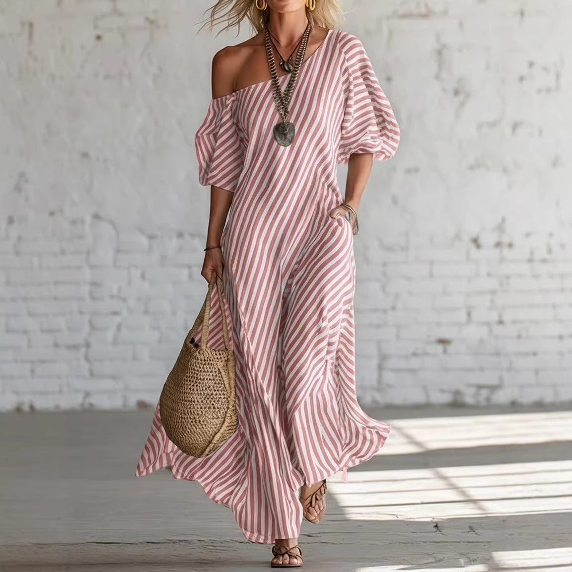 ATHLIFY amalfi stripes long dress