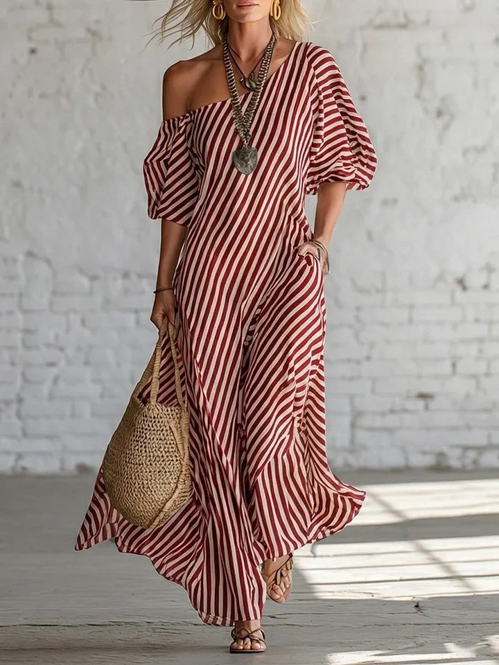 ATHLIFY amalfi stripes long dress