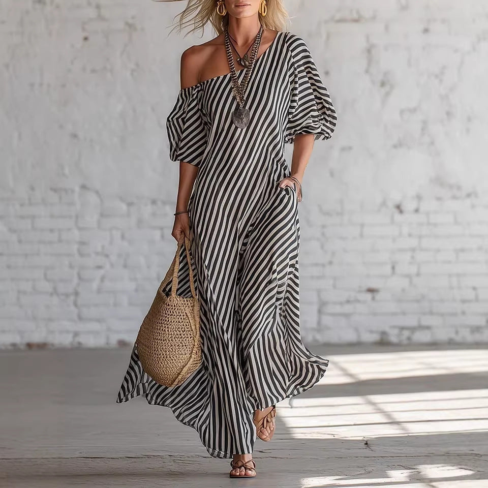 ATHLIFY amalfi stripes long dress
