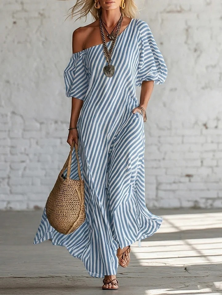 ATHLIFY amalfi stripes long dress